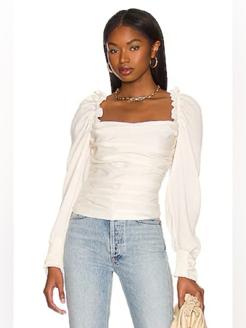 ASTR the Label Puff Sleeve Square Neck
Top in Cream